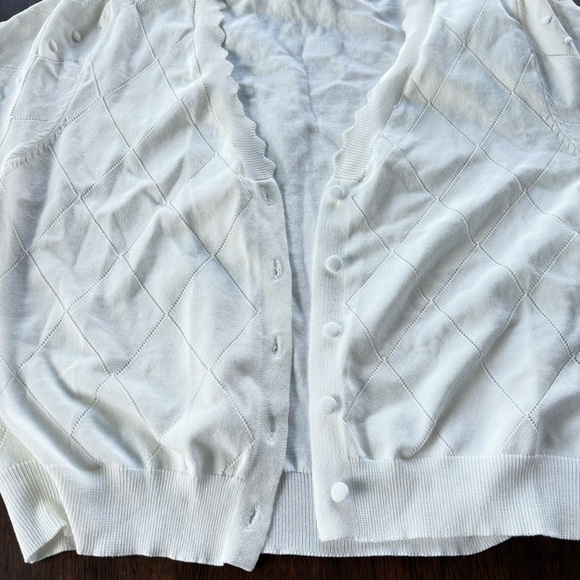 Grace Karin White Fitted Button Down Shirt cropped cardigan - Picture 3 of 7